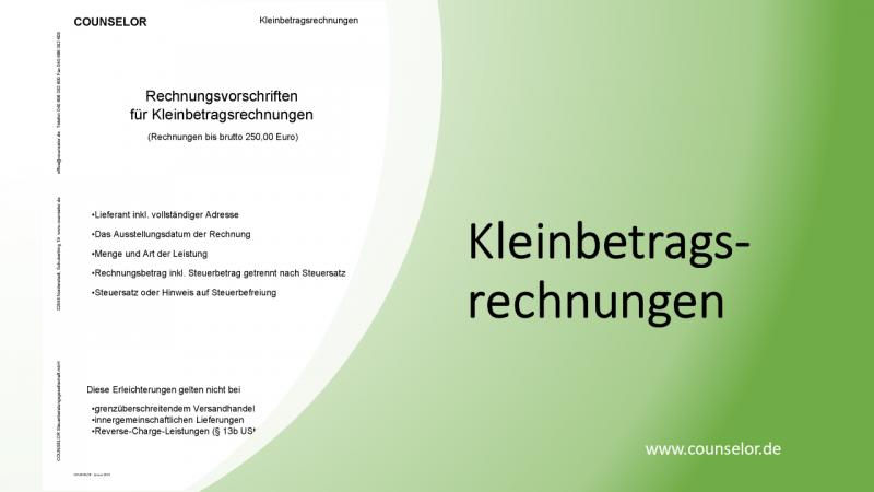 Kleinbetragsrechnungen Deck