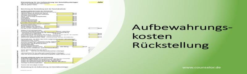 Aufbewahrungskostenrückstellung Formular