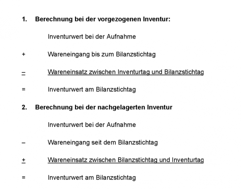 Inventurberechnung